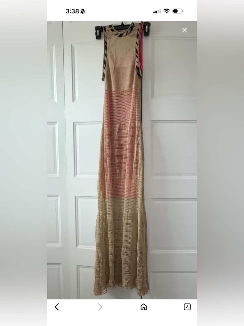 PINKO Sleeveless Crochet-Knit Multi Dress pink/beige